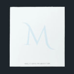 Moderne Elegante Monogram Vervaaagde Lichtblauw Notitieblok<br><div class="desc">Dit ontwerp bevat een grote monogramletter vervaagd op de achtergrond met ruimte voor een naam/tekst aan de onderkant. Klik op de aanpassen knop voor meer flexibiliteit bij het wijzigen van de tekst. Variaties van dit ontwerp, verschillende papiersoorten en bijpassende producten zijn beschikbaar in onze winkel, zazzle.com/store/doodlelulu. Neem contact met ons...</div>