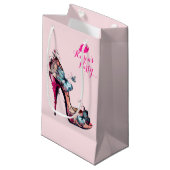 Moderne Elegante Monogram Vlinder Hoge Hak Klein Cadeauzakje (Voorkant Gekanteld)