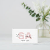 Moderne Elegante Monogram Wit Roze Visitekaartje (Staand voorkant)