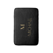 Moderne Elegante Monogram Zwart & Goud Badmat (Voorkant Verticaal)