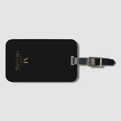 Moderne Elegante Monogram Zwart & Goud Bagagelabel (Voorkant (horizontaal))