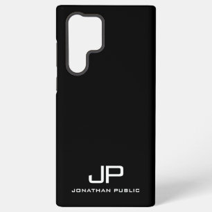 Moderne Elegante Monogram Zwarte En Witte Beste Samsung Galaxy Hoesje