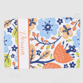 Moderne Elegante Monogrammed Bloemen Golfhanddoek (Horizontaal)