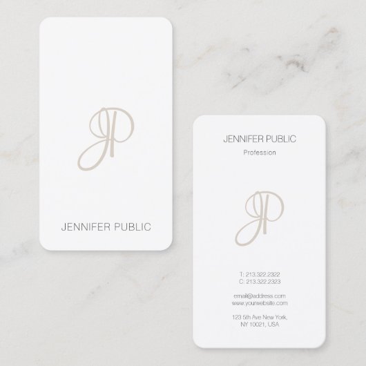 Moderne Elegante Monogrammed Design Sjabloon Visitekaartje (Voorkant / Achterkant)