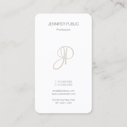 Moderne Elegante Monogrammed Design Sjabloon Visitekaartje (Achterkant)