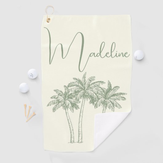 Moderne Elegante Monogrammed Palm Tree Golfhanddoek (Insitu)