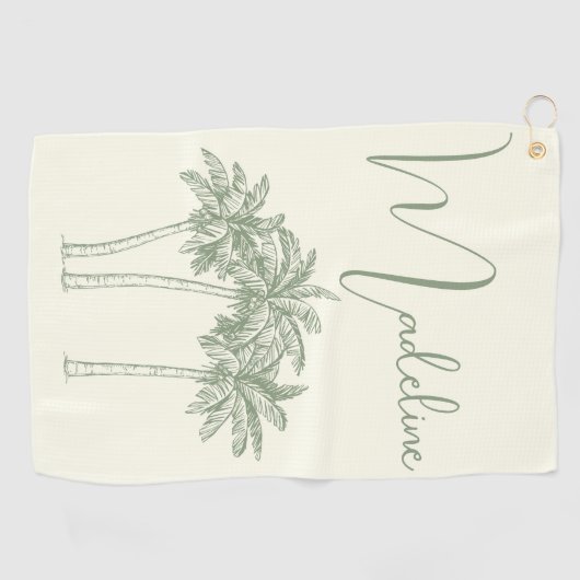 Moderne Elegante Monogrammed Palm Tree Golfhanddoek (Horizontaal)