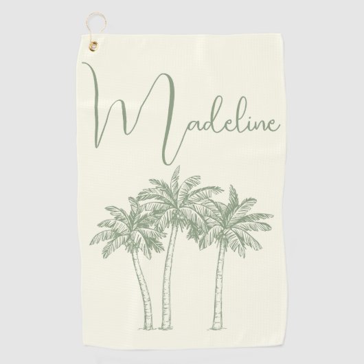 Moderne Elegante Monogrammed Palm Tree Golfhanddoek (Voorkant)