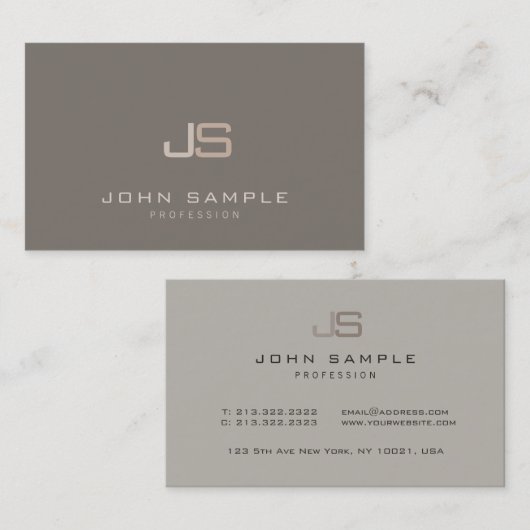 Moderne Elegante Monogrammed Sjabloon Professional Visitekaartje (Voorkant / Achterkant)