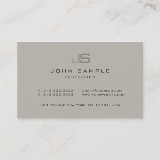Moderne Elegante Monogrammed Sjabloon Professional Visitekaartje (Achterkant)