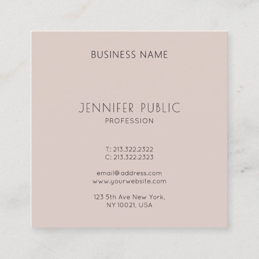 Moderne Elegante Monogrammed Sjabloon Promotionele Vierkante Visitekaartje (Achterkant)