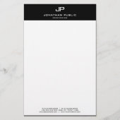 Moderne Elegante Monogrammed Zwart Wit Sjabloon Briefpapier (Voorkant)