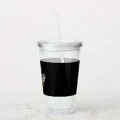 Moderne Elegante Monogramnaam Zwart Goud Schrift Acryl Drinkbeker (Links)