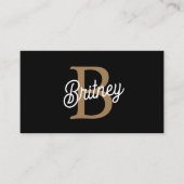 Moderne Elegante Monogramnaam Zwart Goud Schrift Visitekaartje (Voorkant)