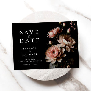 Moderne elegante Moody Floral minimalistische brui Save The Date