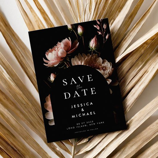 Moderne elegante Moody Floral minimalistische brui Save The Date