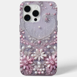 Moderne elegante mooie paarse parels Valentijnsdag iPhone 15 Pro Max Hoesje