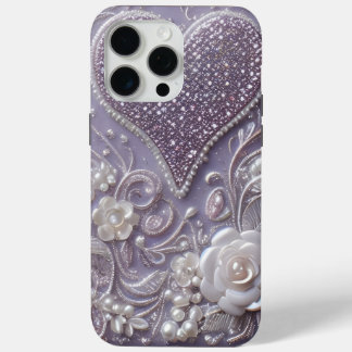 Moderne elegante mooie paarse parels Valentijnsdag iPhone 15 Pro Max Hoesje