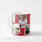 Moderne elegante multi foto familie kerst rood koffiemok (Voorkant links)