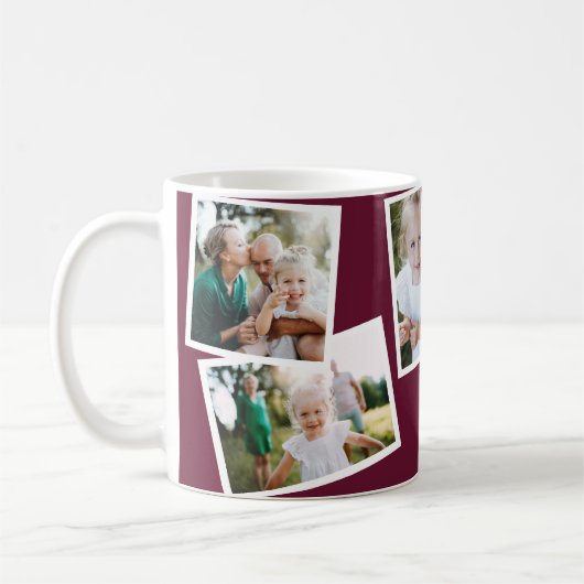 Moderne elegante multi-foto familie paarse gif kis koffiemok (Links)