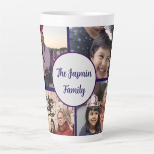 Moderne elegante multi foto familie stijlvol  latte mok