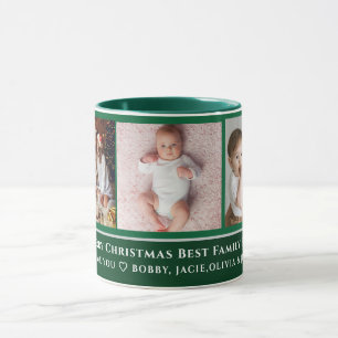 Moderne elegante multi foto familie vrolijke kerst mok