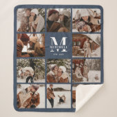 Moderne Elegante Multi Photo Collage Marine Blauw Sherpa Deken (Voorkant)