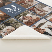 Moderne Elegante Multi Photo Collage Marine Blauw Sherpa Deken (3/4)