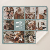 Moderne Elegante Multi Photo Collage Sage Green Sherpa Deken (Voorkant (horizontaal))