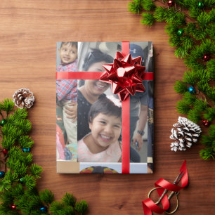 Moderne elegante multifoto familie stijlvol  cadeaupapier