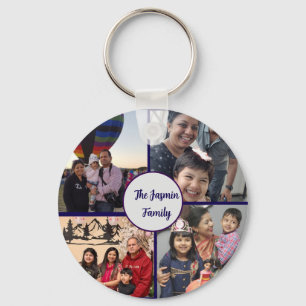 Moderne elegante multifoto familie stijlvol  sleutelhanger