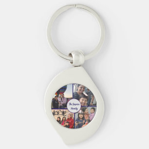 Moderne elegante multifoto familie stijlvol sleutelhanger