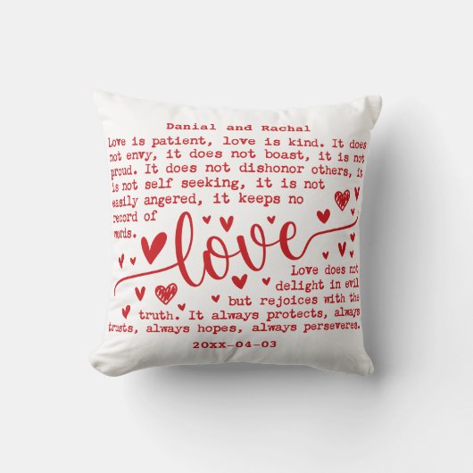 Moderne Elegante Naam & Datum Geschenk voor Koppel Kussen (Voorkant)