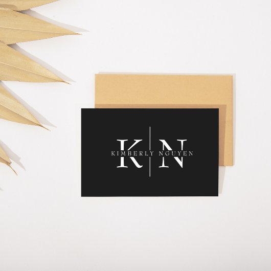 Moderne Elegante Naam Initialen Monogram Visitekaartje