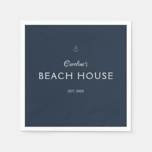 Moderne Elegante Naam Marine Blauw Anker Servet