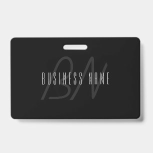Moderne Elegante Naam & Monogram   Donkergrijs en  Badge