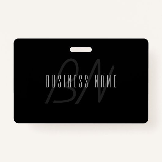 Moderne Elegante Naam & Monogram | Donkergrijs en Badge (Voorkant)