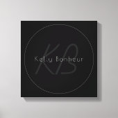 Moderne Elegante Naam & Monogram | Donkergrijs en  Canvas Afdruk (Voorkant)