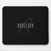 Moderne Elegante Naam & Monogram | Donkergrijs en Muismat (Voorkant)