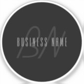 Moderne Elegante Naam & Monogram | Donkergrijs en Sticker (Voorkant)