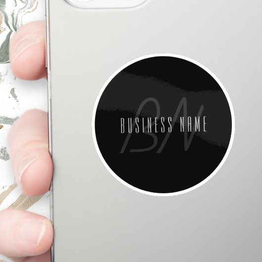 Moderne Elegante Naam & Monogram | Donkergrijs en Sticker