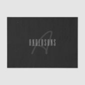 Moderne Elegante Naam & Monogram | Donkergrijs en  Tissuepapier (Voorkant)