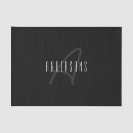 Moderne Elegante Naam & Monogram | Donkergrijs en  Tissuepapier (Voorkant)