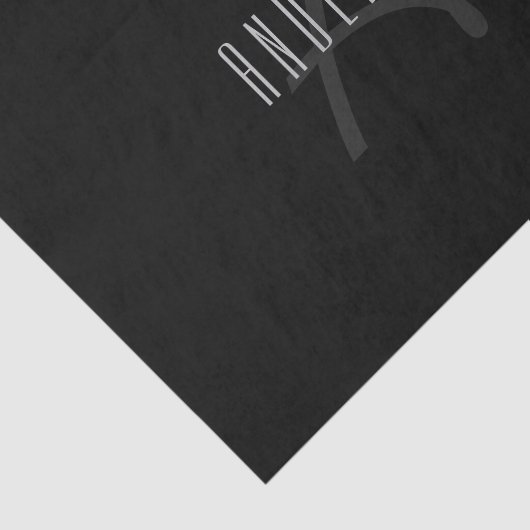 Moderne Elegante Naam & Monogram | Donkergrijs en  Tissuepapier (Detail)