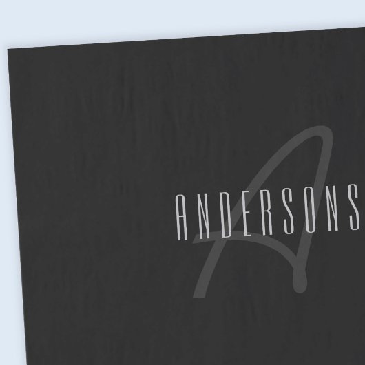 Moderne Elegante Naam & Monogram | Donkergrijs en  Tissuepapier