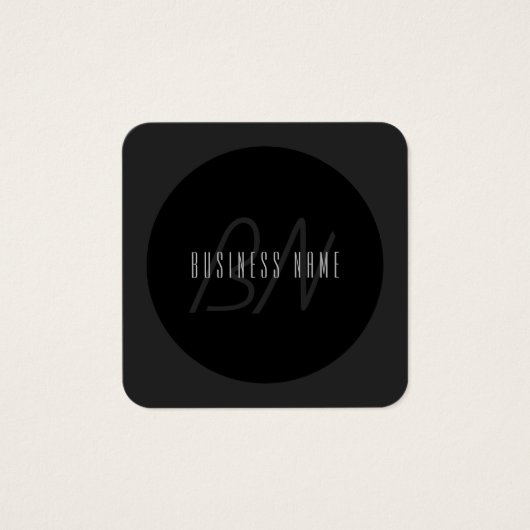 Moderne Elegante Naam & Monogram | Donkergrijs en  Vierkante Visitekaartjes (Voorkant)