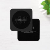 Moderne Elegante Naam & Monogram | Donkergrijs en  Vierkante Visitekaartjes (Bureau)