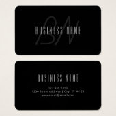 Moderne Elegante Naam & Monogram | Donkergrijs en  Visitekaartje (Voorkant /achterkant)