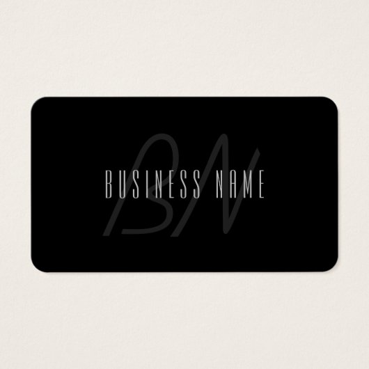 Moderne Elegante Naam & Monogram | Donkergrijs en  Visitekaartje (Voorkant)