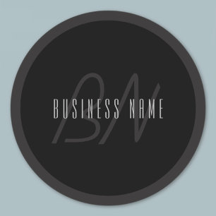 Moderne Elegante Naam & Monogram Donkergrijs & Z Ronde Sticker